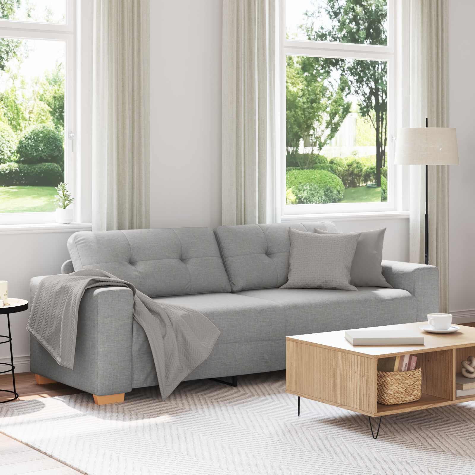 3-Sitzer-Sofa Wolkengrau 220 cm Stoff