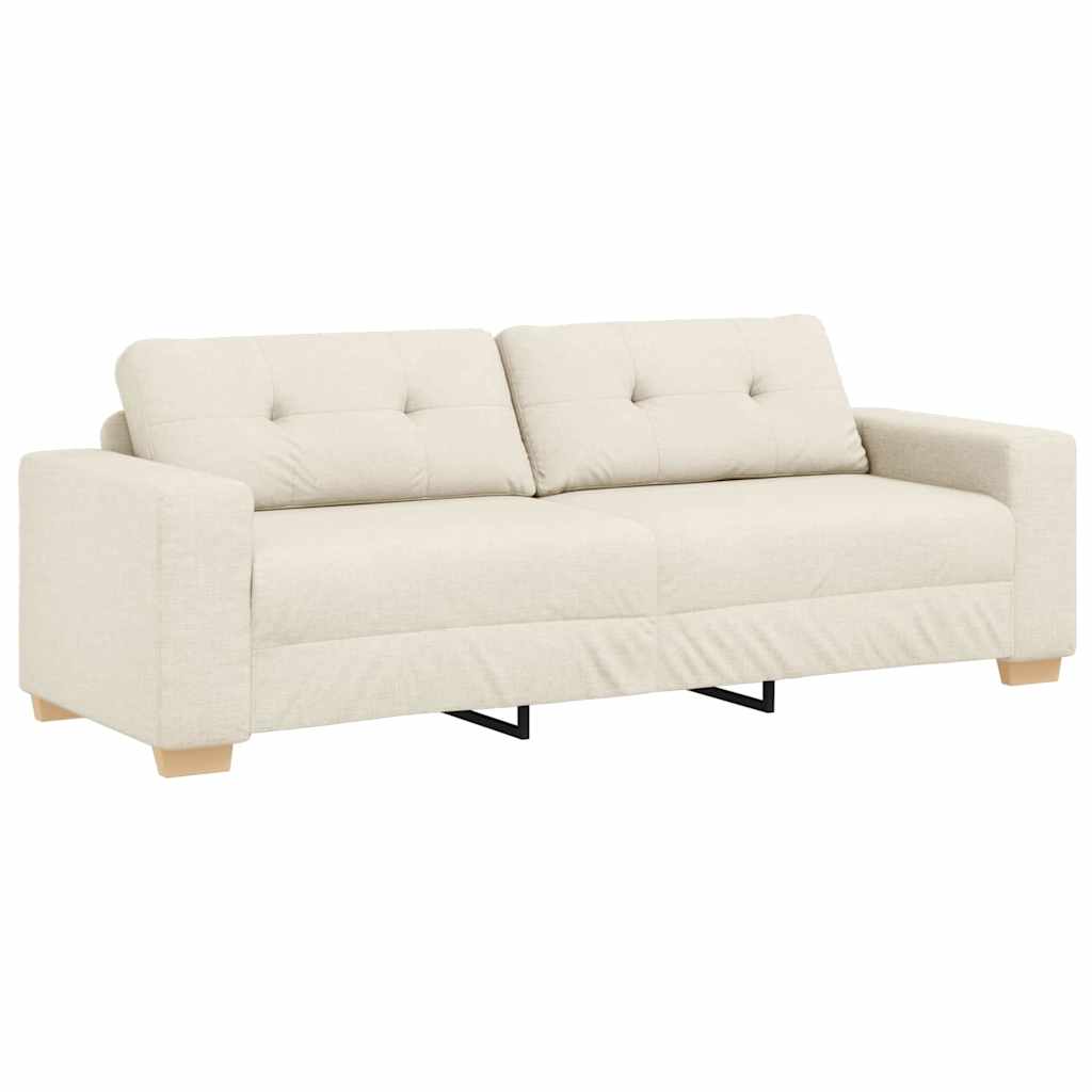 3-Sitzer-Sofa Beige 220 cm Leinenmischgewebe