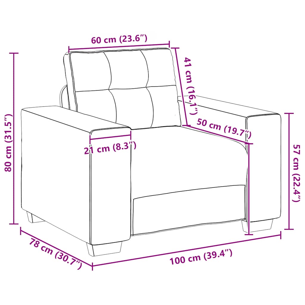 Sessel Braun 100x78x80 cm Samt