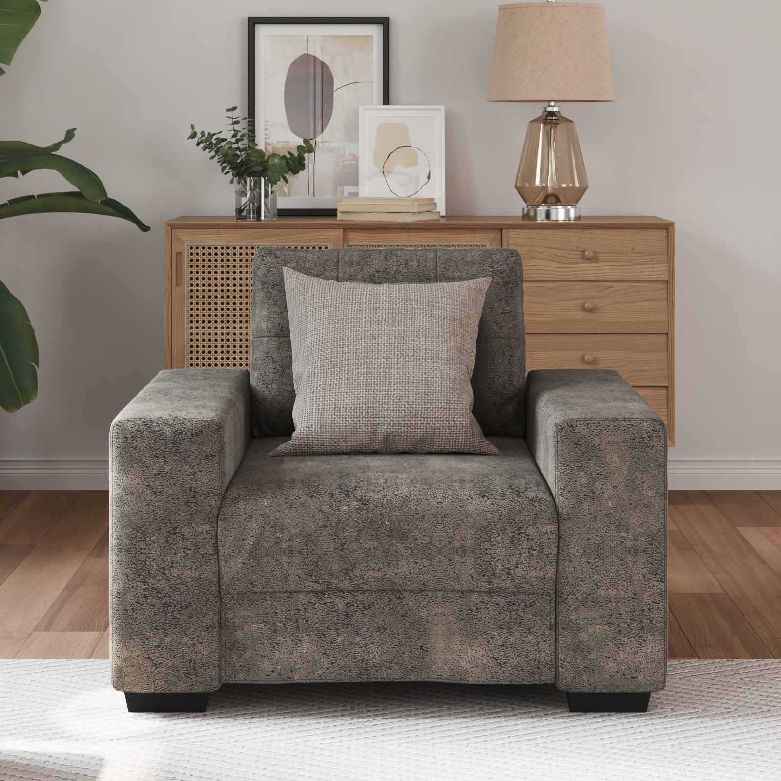 Sofa-Sessel Dunkelgrau 100 cm Kunstwildleder