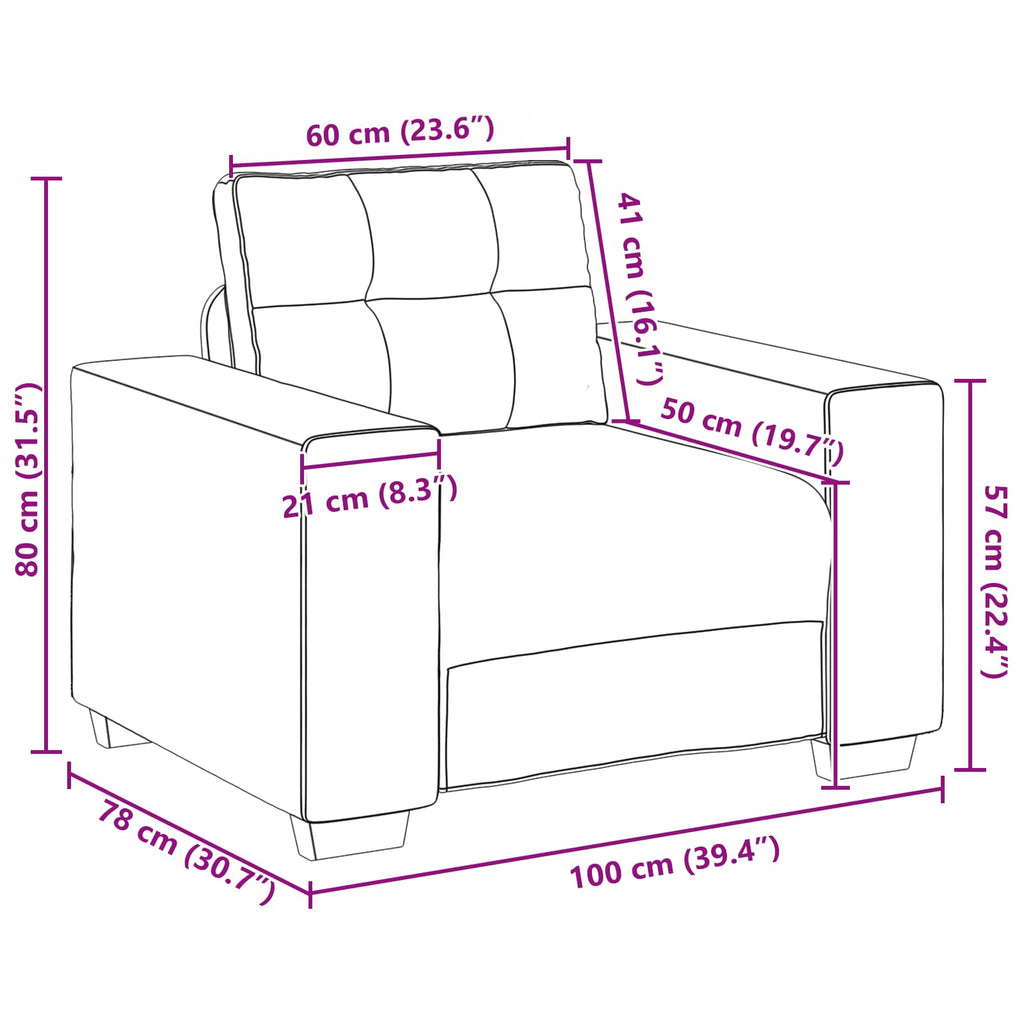 Sofa-Sessel Dunkelgrau 100 cm Kunstwildleder