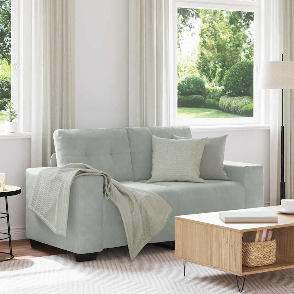 Zweisitzer-Sofa Hellgrau 160x77x82 cm Samt