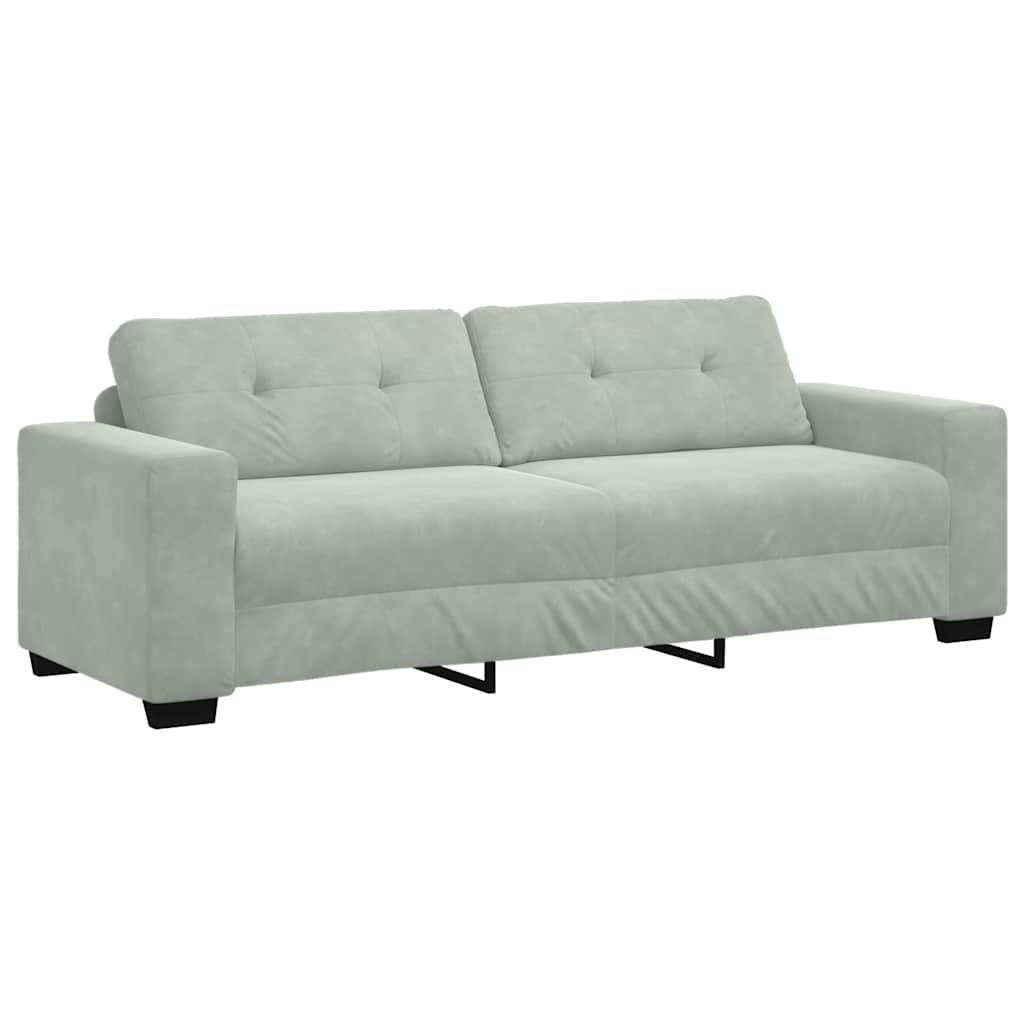3-Sitzer-Sofa Hellgrau 220x78x80 cm Samt