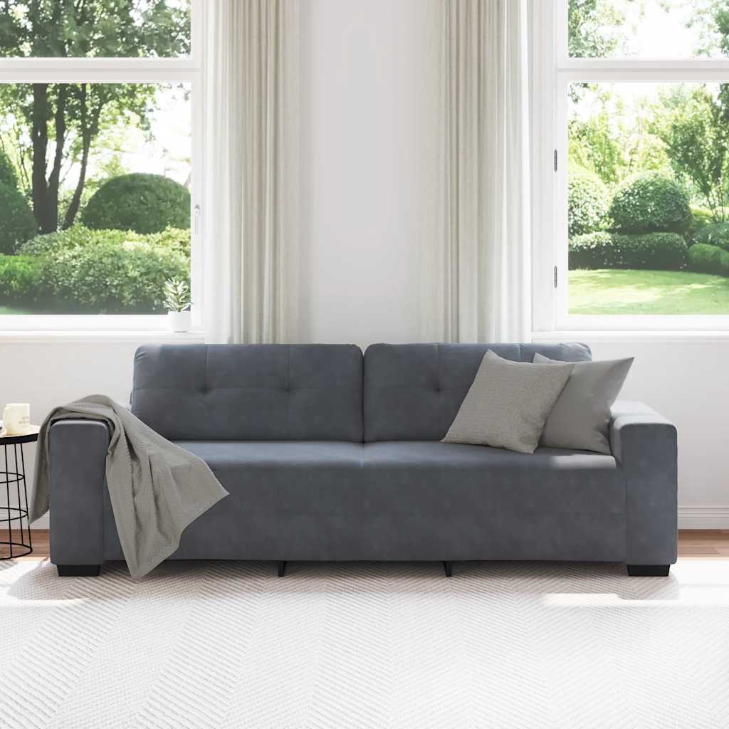 3-Sitzer-Sofa Dunkelgrau 220x78x80 cm Samt