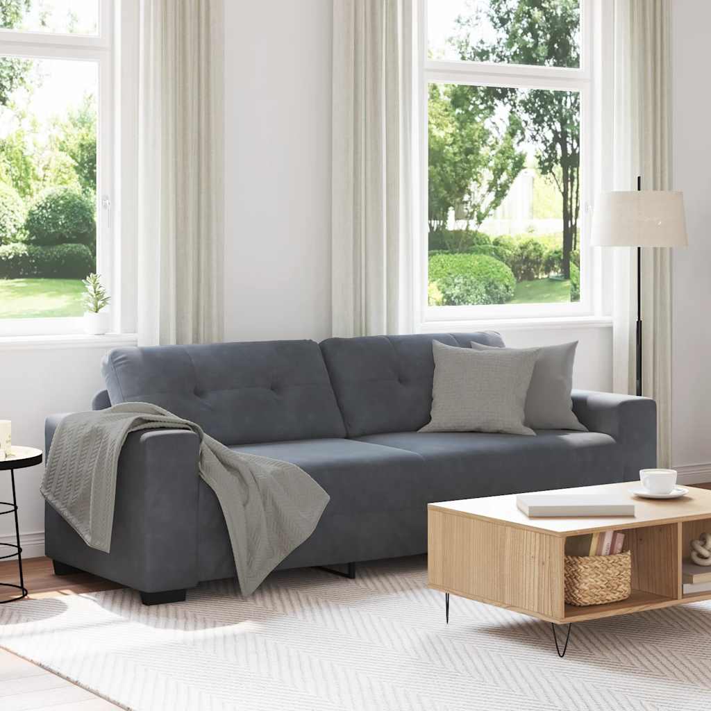 3-Sitzer-Sofa Dunkelgrau 220x78x80 cm Samt