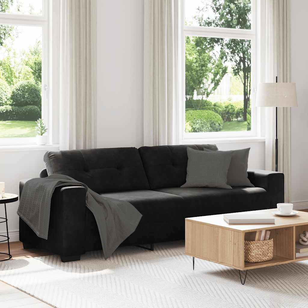 3-Sitzer-Sofa Schwarz 220x78x80 cm Samt