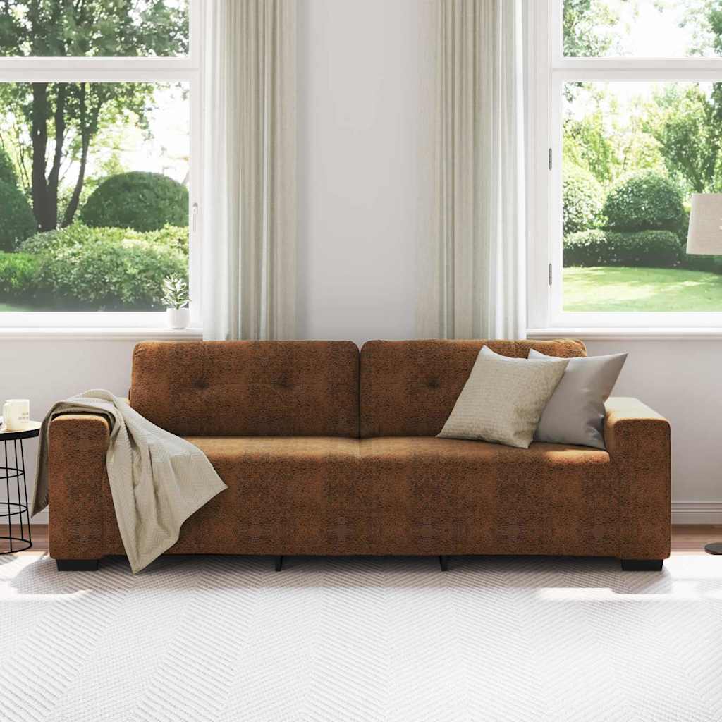 3-Sitzer-Sofa Braun 220 cm Kunstleder