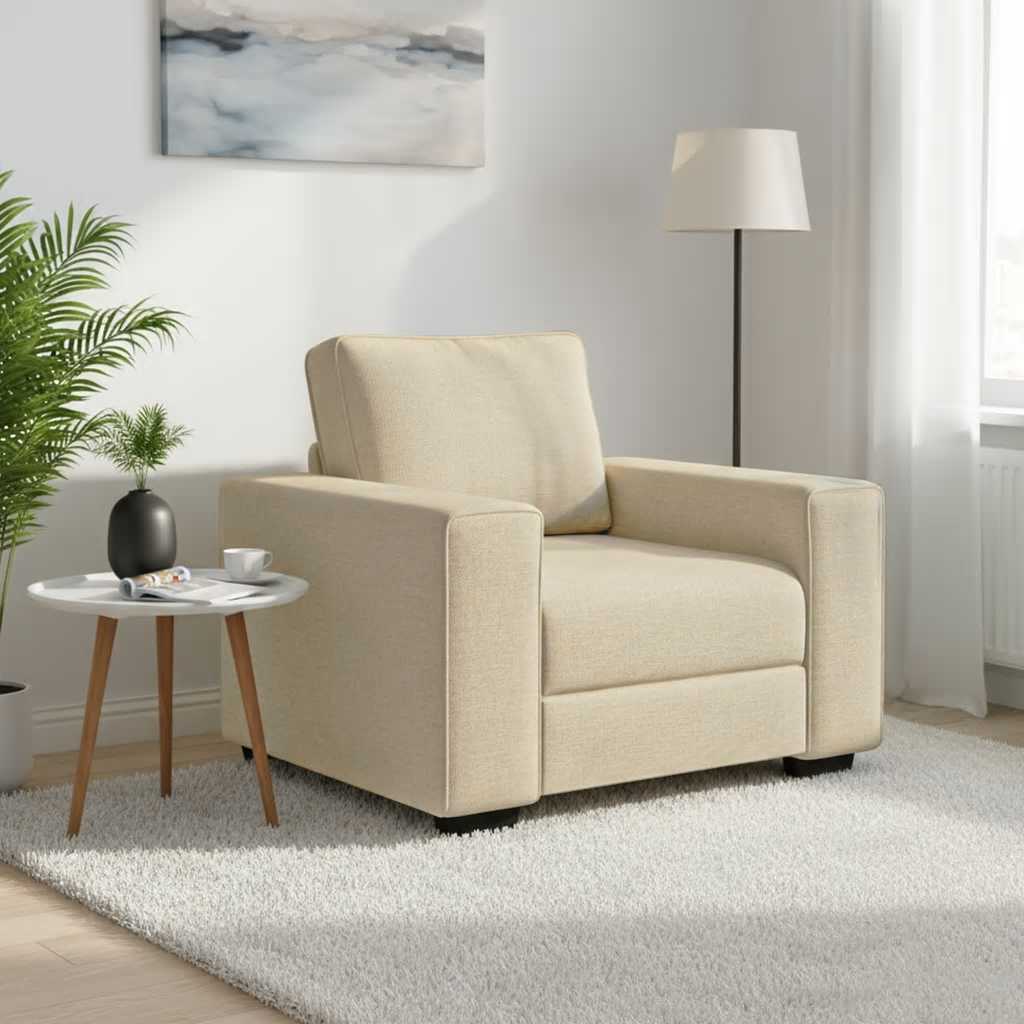 Sessel Creme 100x77x82 cm Stoff