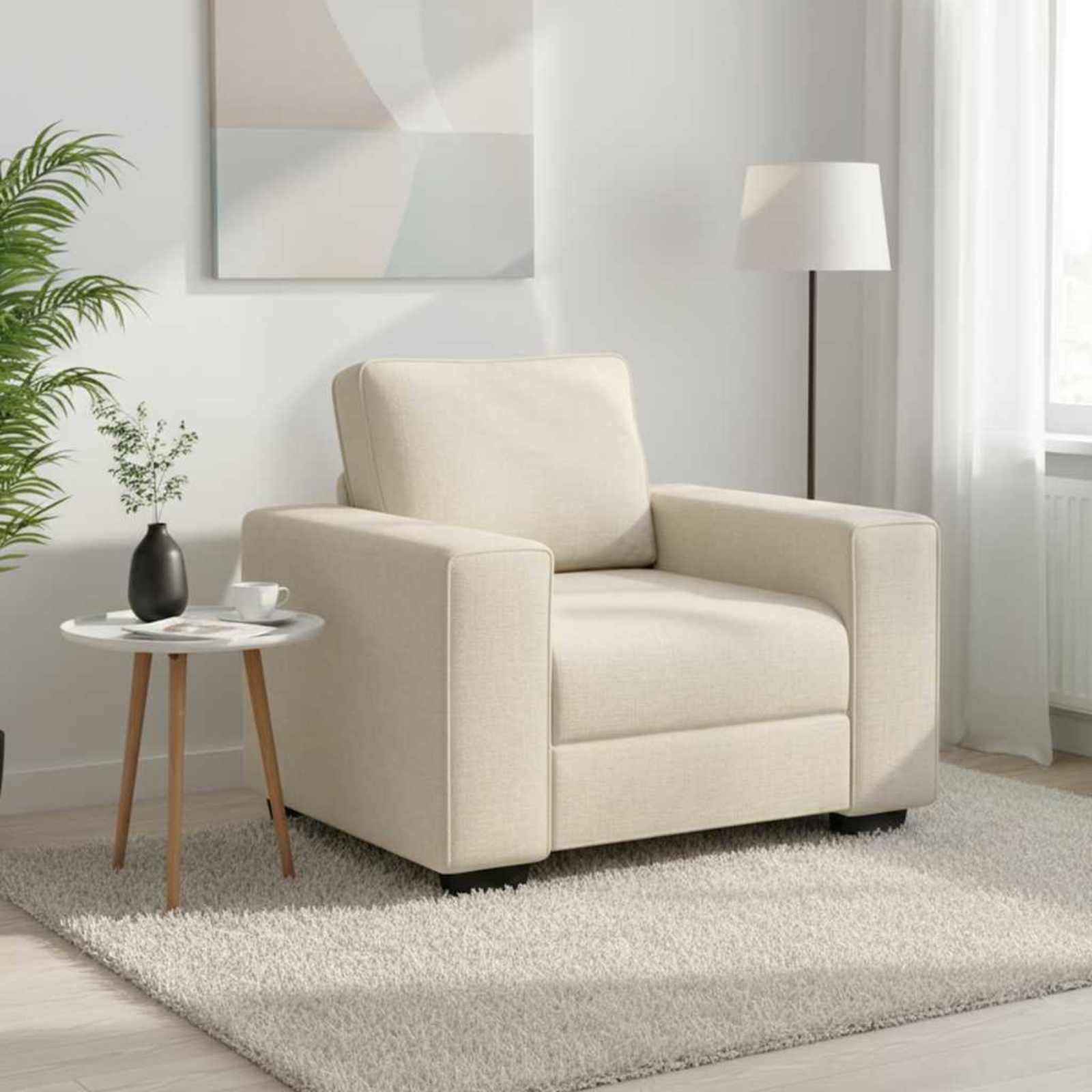 Sofa-Sessel Beige 100 cm Leinenmischgewebe