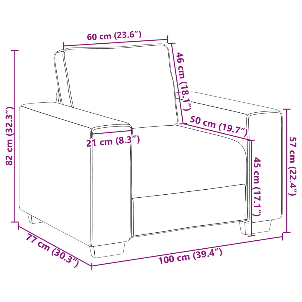 Sofa-Sessel Beige 100 cm Leinenmischgewebe
