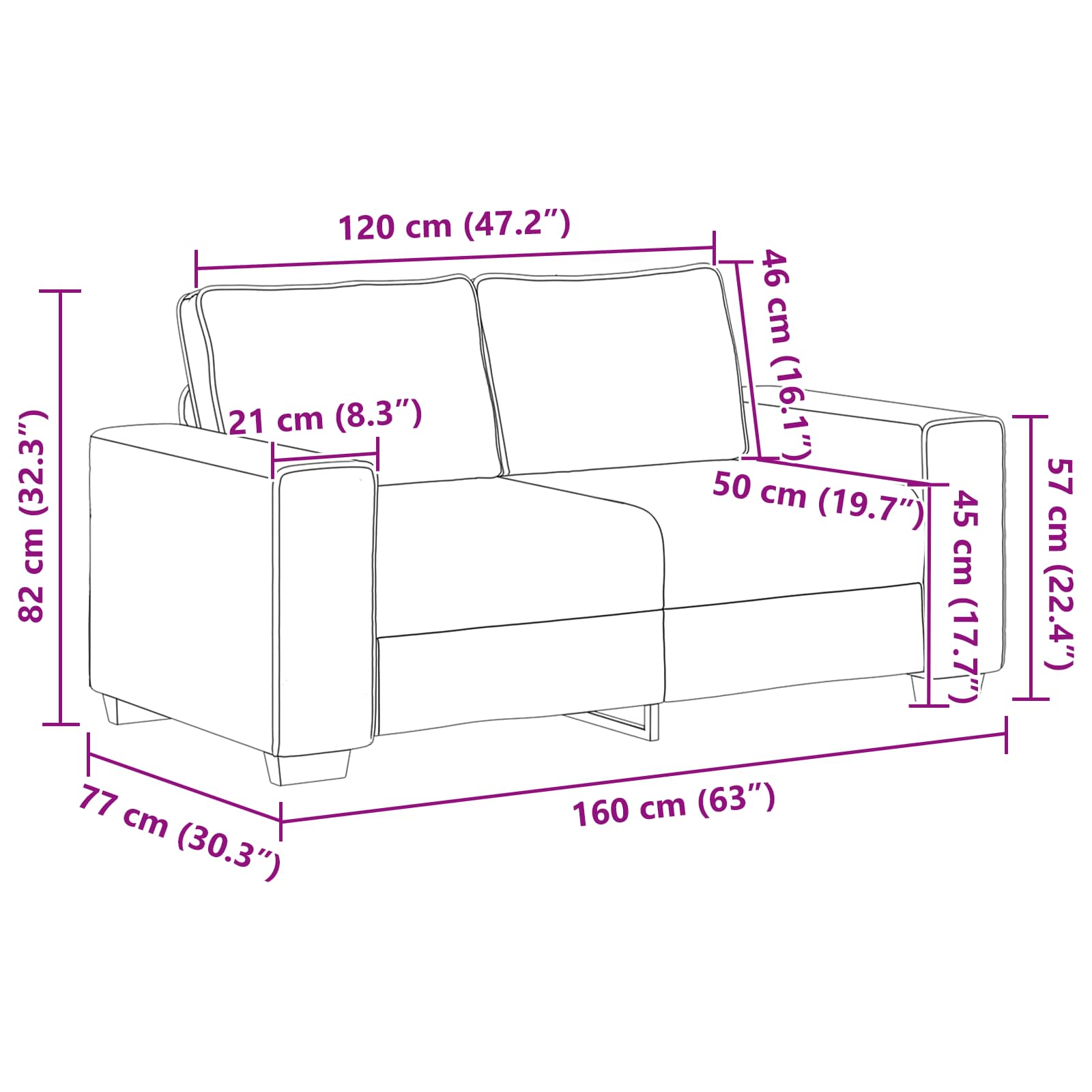 2-Sitzer Sofa Beige 160 cm Leinenmischgewebe
