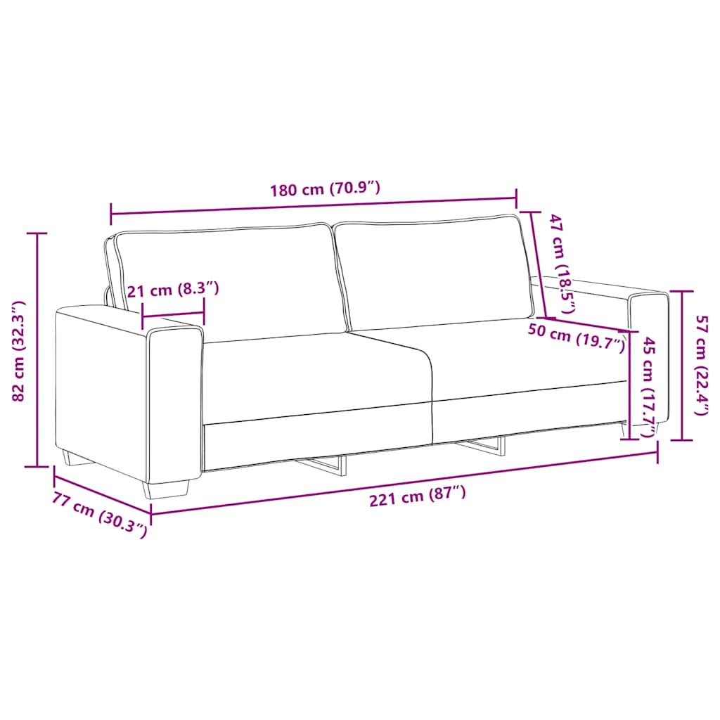 3-Sitzer-Sofa Dunkelgrau 220x77x82 cm Stoff