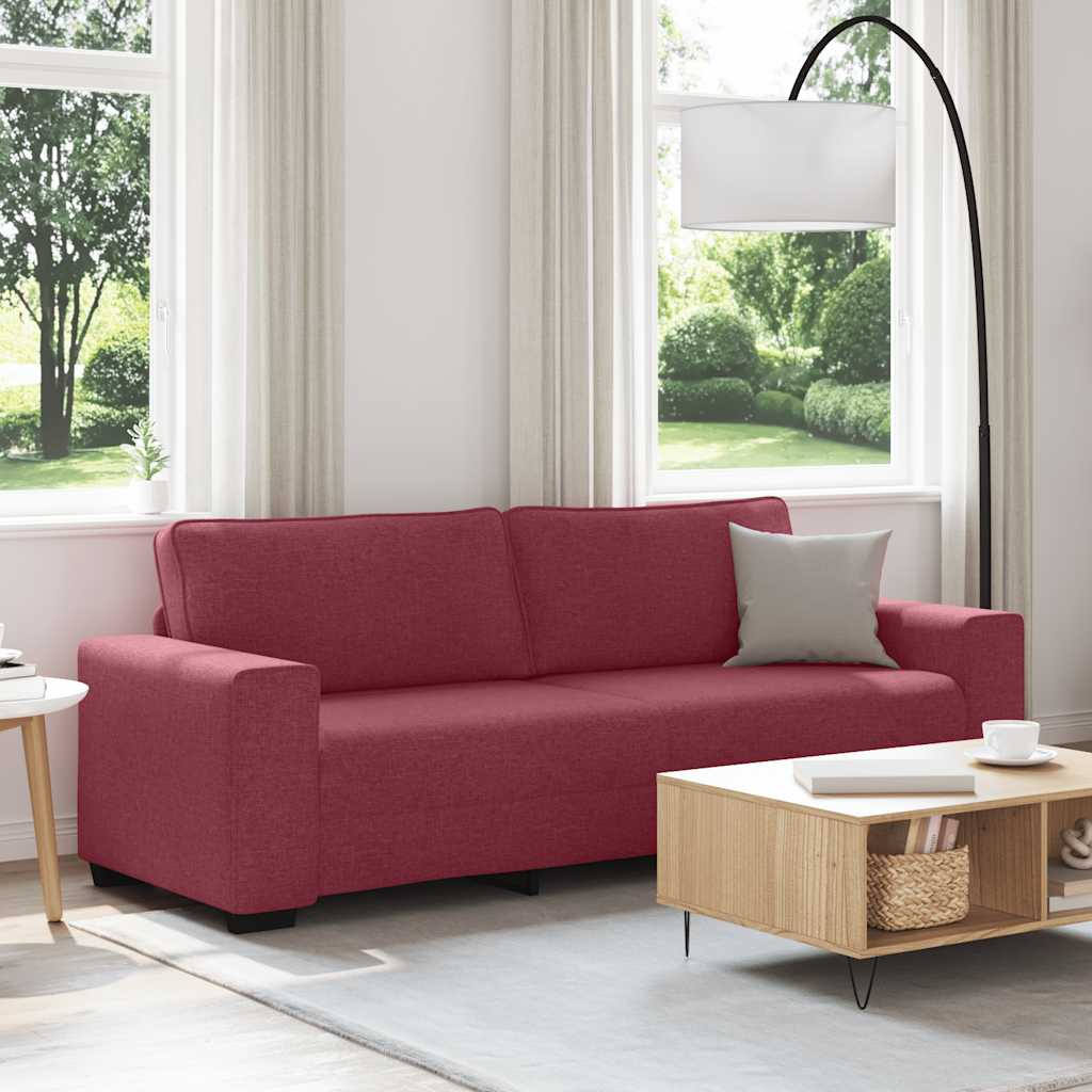 3-Sitzer-Sofa Weinrot 220x77x82 cm Stoff