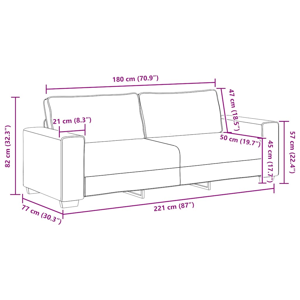 3-Sitzer-Sofa Braun 220x77x82 cm Stoff