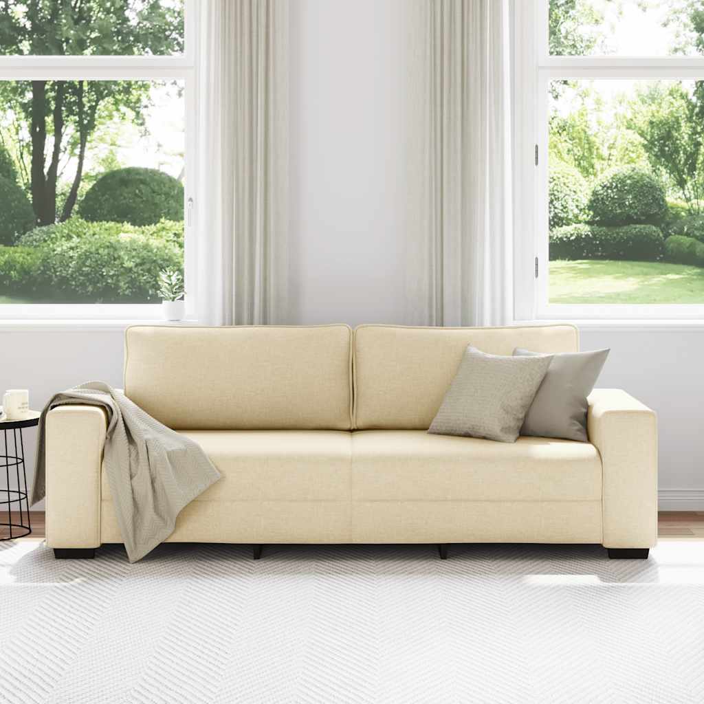 3-Sitzer-Sofa Creme 220x77x82 cm Stoff