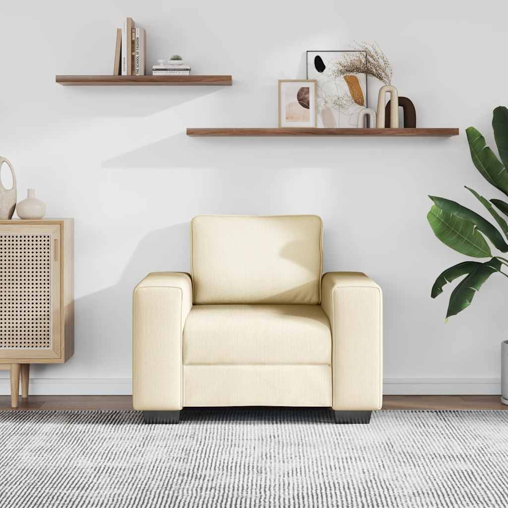 Sessel Creme 100x77x82 cm Cordstoff