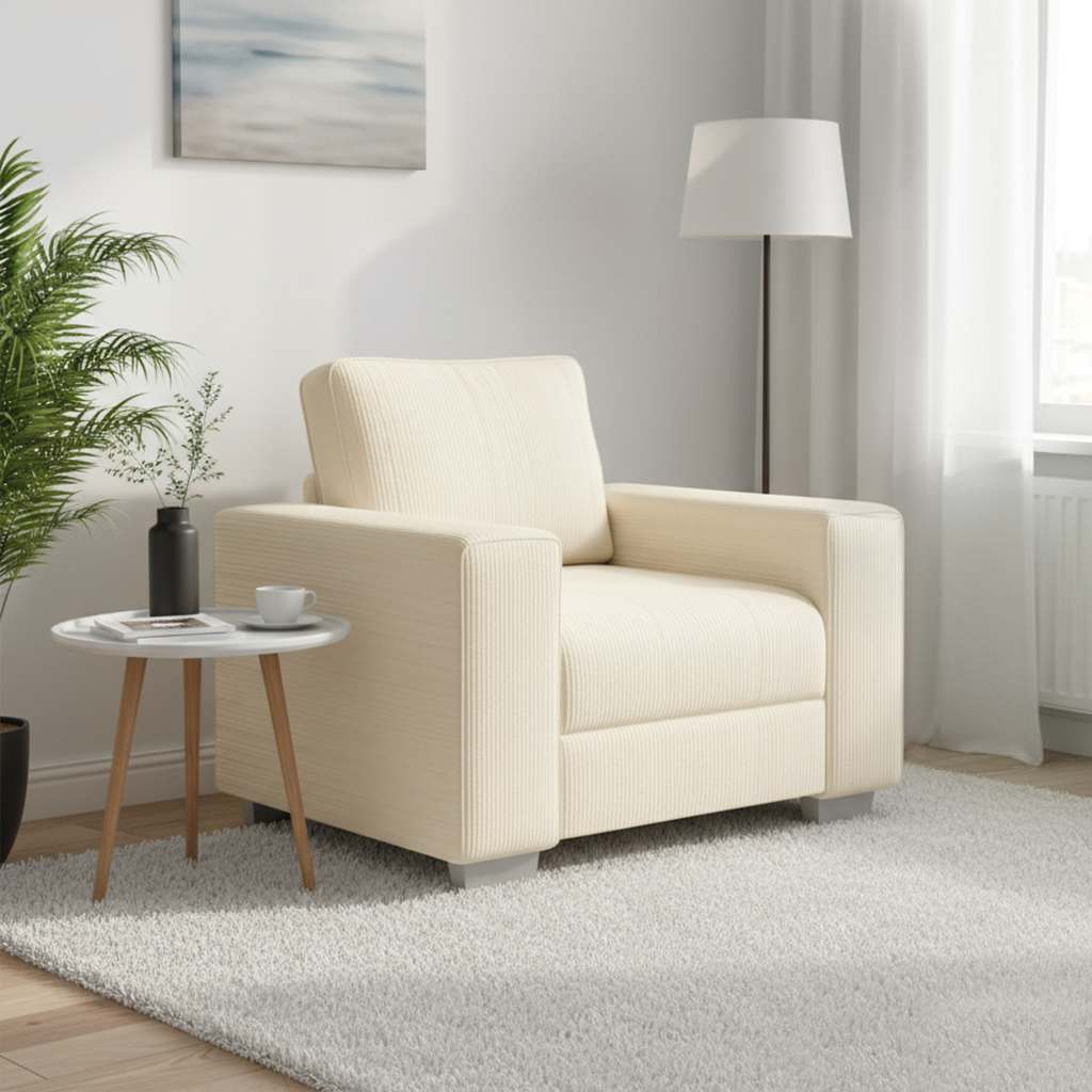 Sessel Creme 100x77x82 cm Cordstoff
