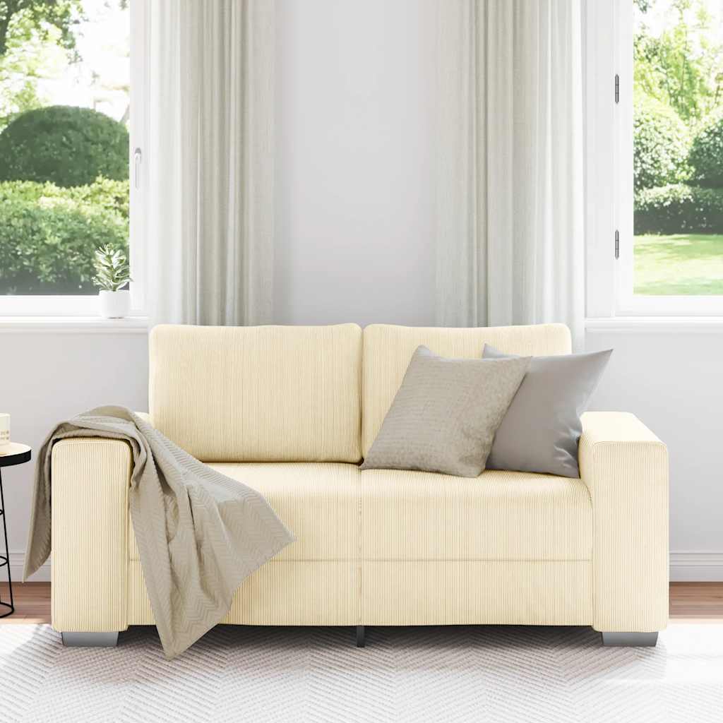 Zweisitzer-Sofa Creme 160x77x82 cm Cordstoff