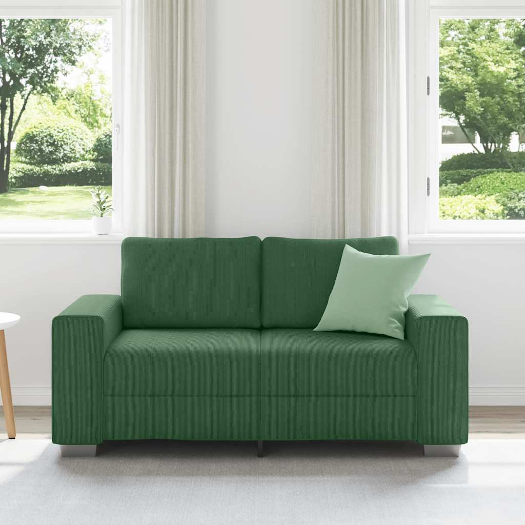 Zweisitzer-Sofa Dunkelgrün 160x77x82 cm Cordstoff