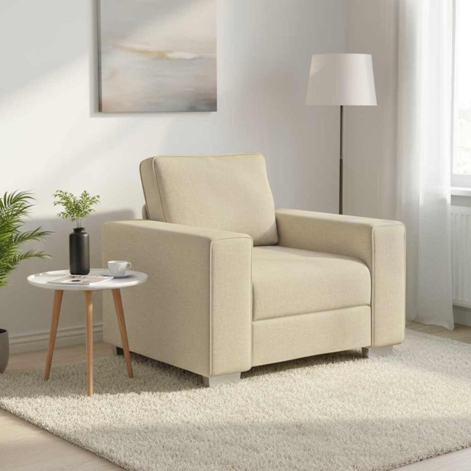 Sofa-Sessel Creme 100 cm Stoff