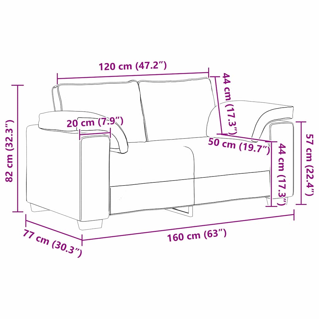Zweisitzer-Sofa Braun 160 cm Stoff