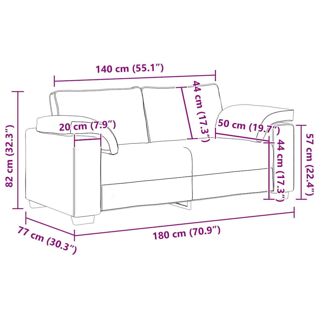 Zweisitzer-Sofa Taupe 180 cm Stoff