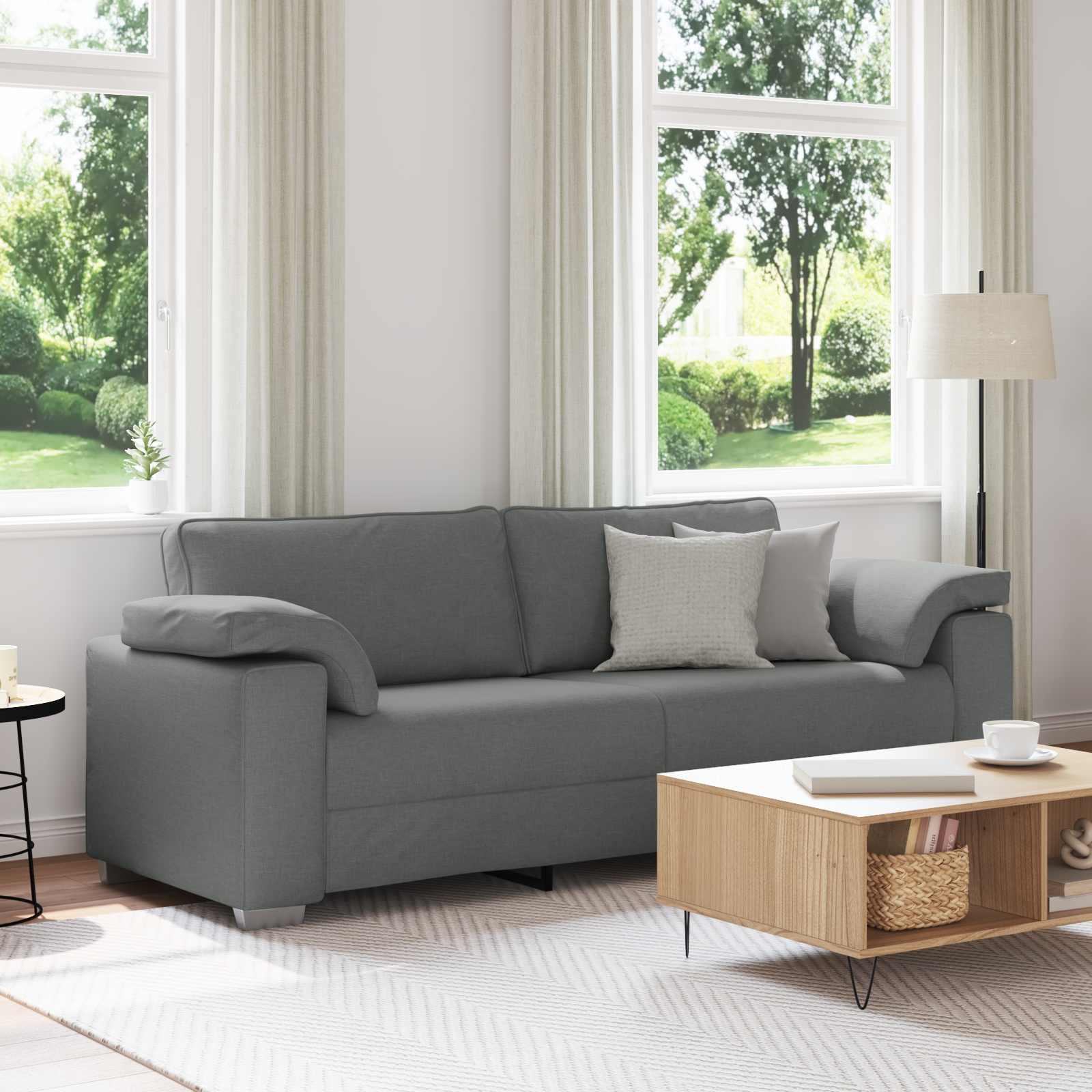 3-Sitzer-Sofa Dunkelgrau 220 cm Stoff