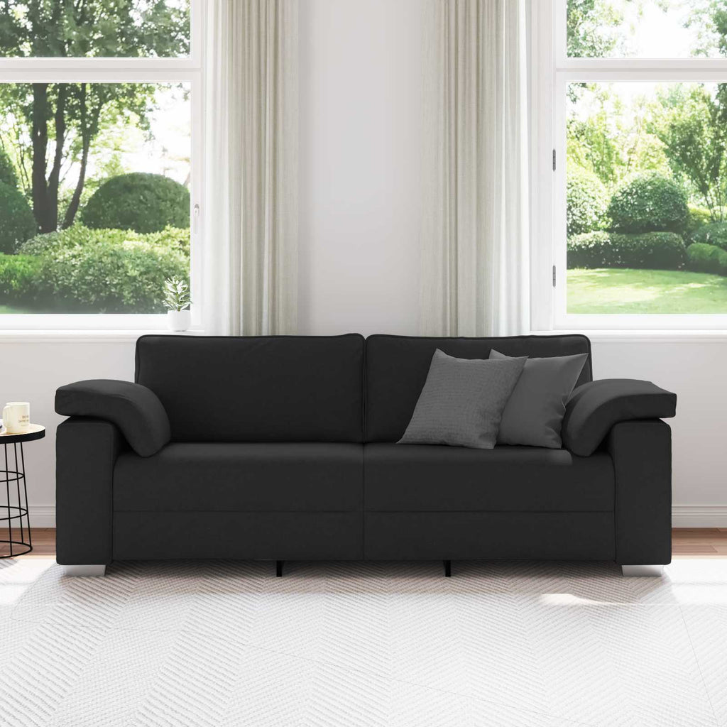 3-Sitzer-Sofa Schwarz 220 cm Stoff