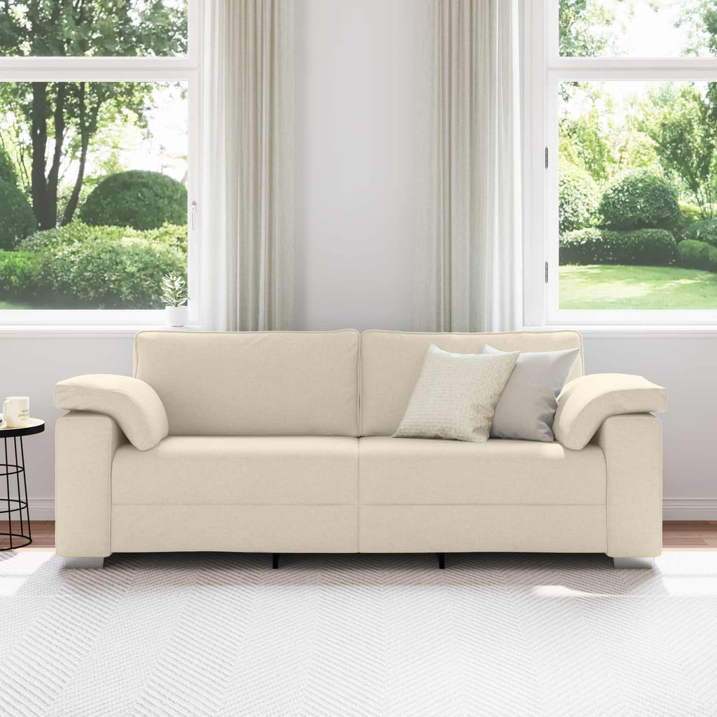 3-Sitzer-Sofa Beige 220 cm Leinenmischgewebe