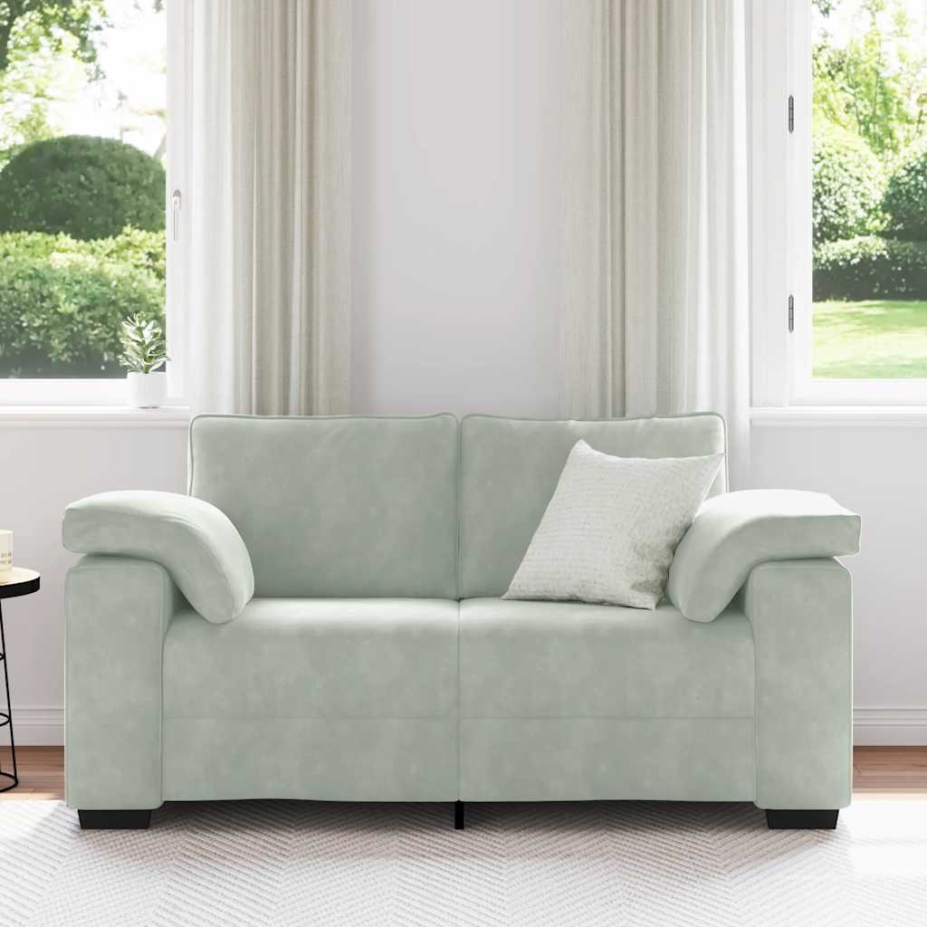 Zweisitzer-Sofa Hellgrau 160x77x82 cm Samt
