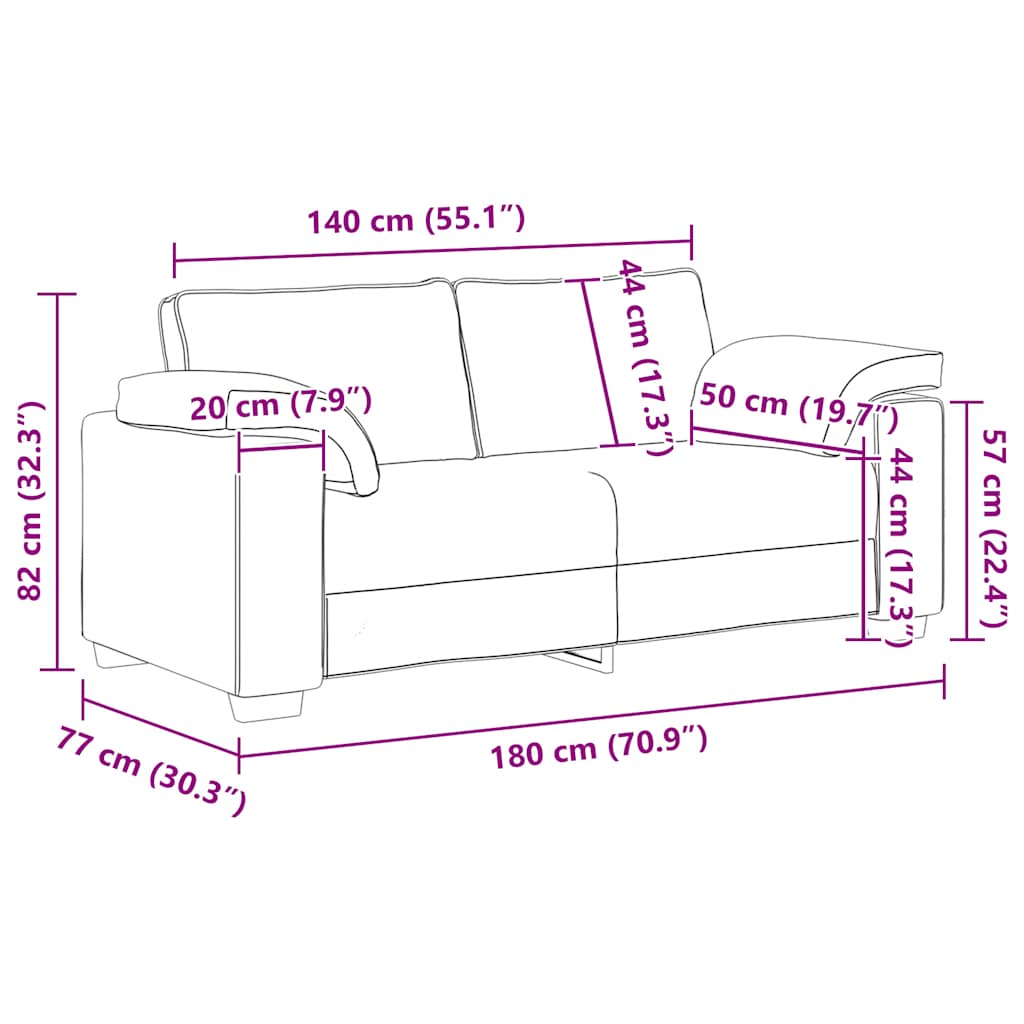 Zweisitzer-Sofa Braun 180x77x82 cm Samt