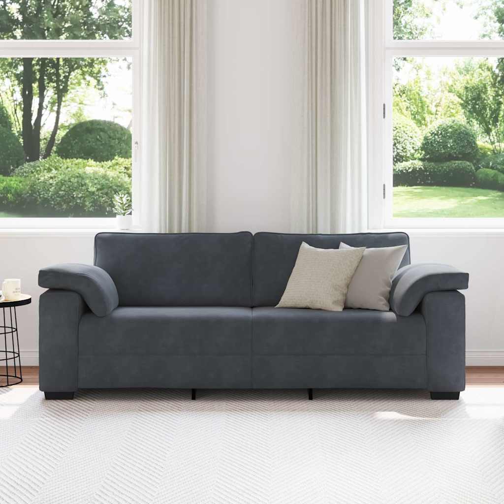 3-Sitzer-Sofa Dunkelgrau 220x77x82 cm Samt