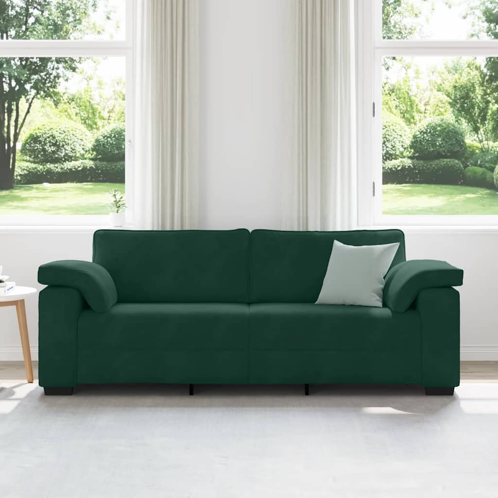 3-Sitzer-Sofa Dunkelgrün 220x77x82 cm Samt