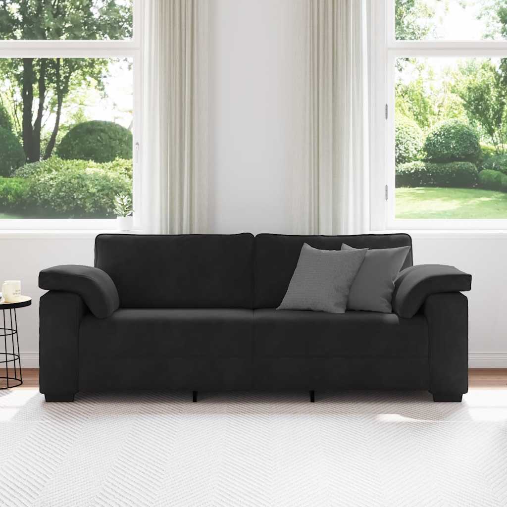 3-Sitzer-Sofa Schwarz 220x77x82 cm Samt