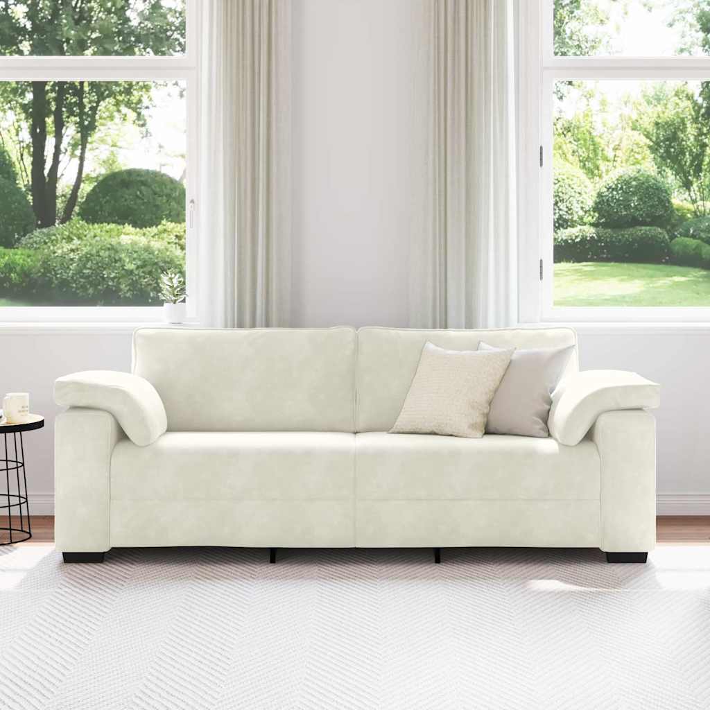 3-Sitzer-Sofa Creme 220x77x82 cm Samt