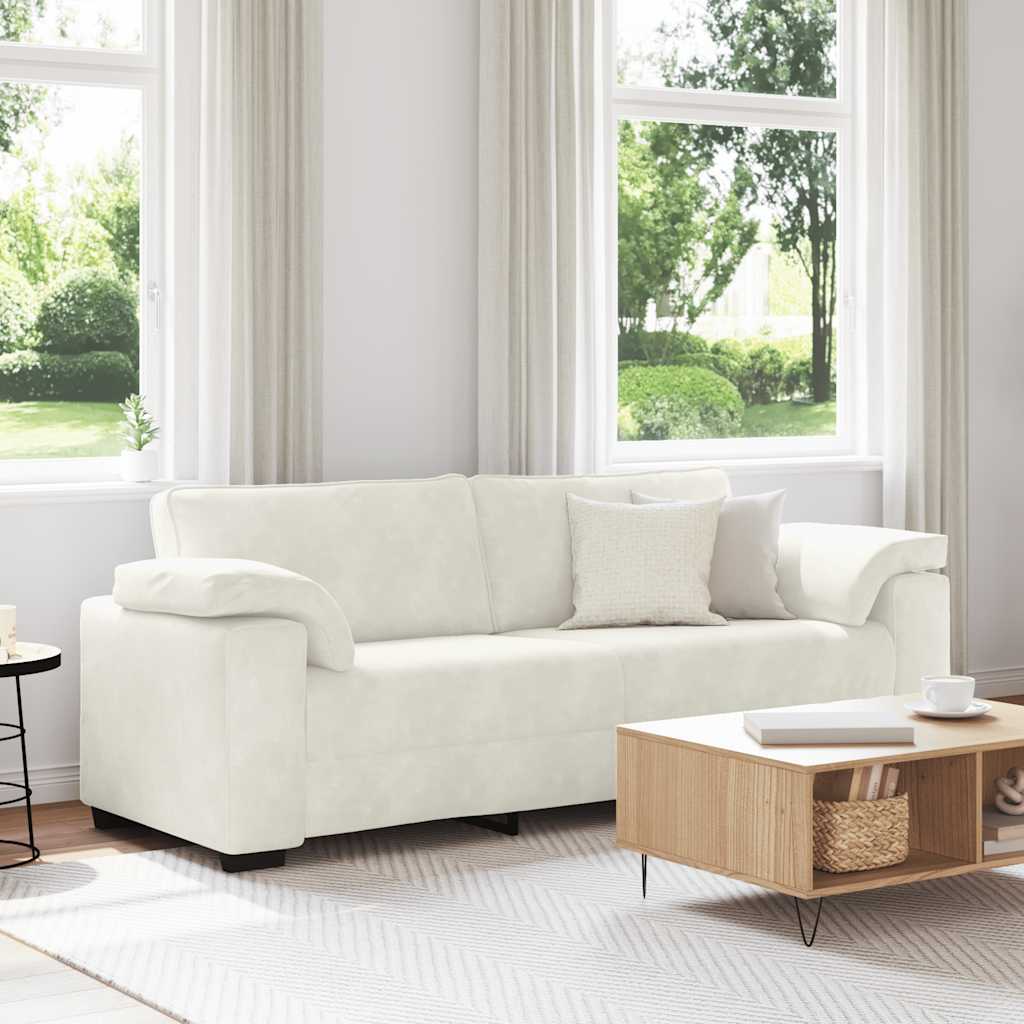 3-Sitzer-Sofa Creme 220x77x82 cm Samt