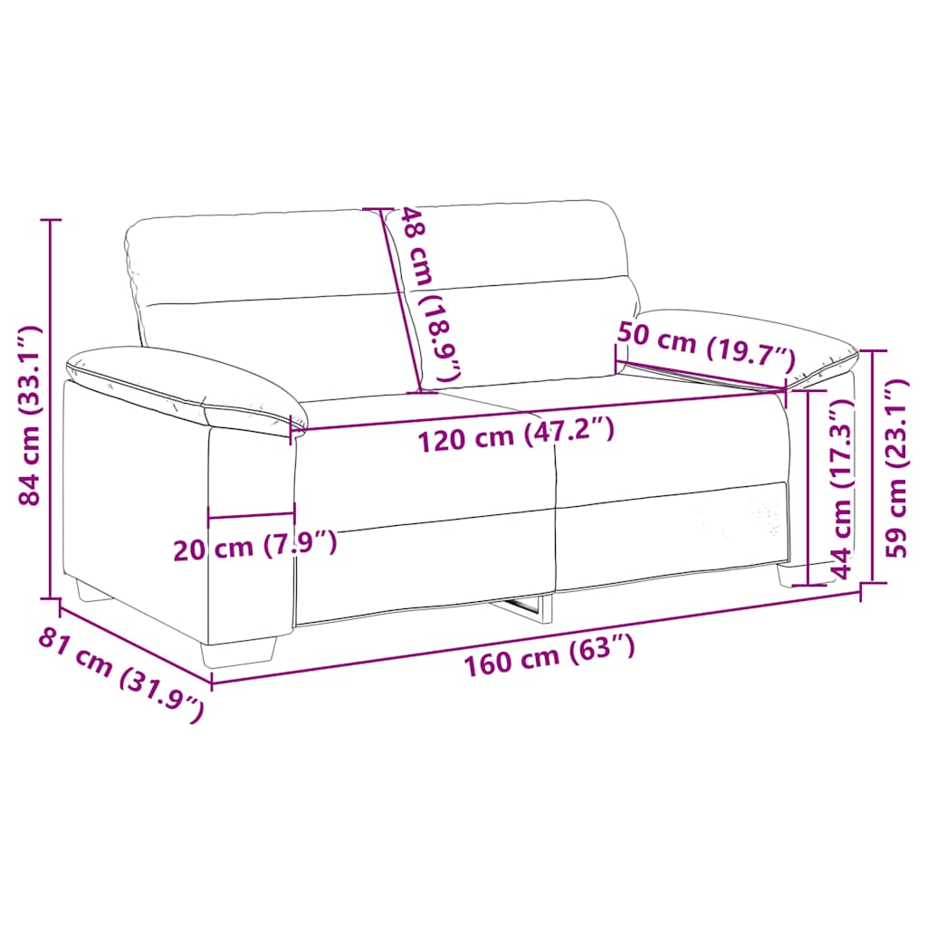 2-Sitzer-Sofa Taupe 160x81x84 cm Stoff