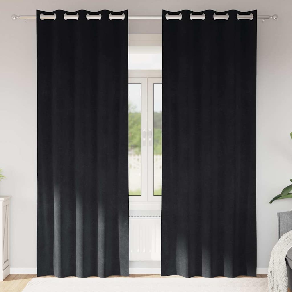 Verdunkelungsvorhänge 2 pcs Schwarz 140 x 260 cm Samt