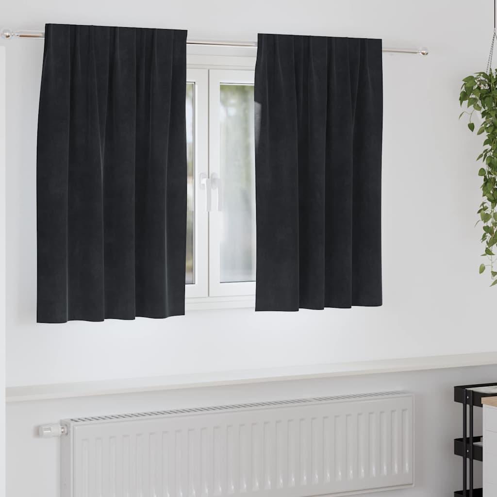 Verdunkelungsvorhänge 2 pcs Schwarz 140 x 140 cm Samt