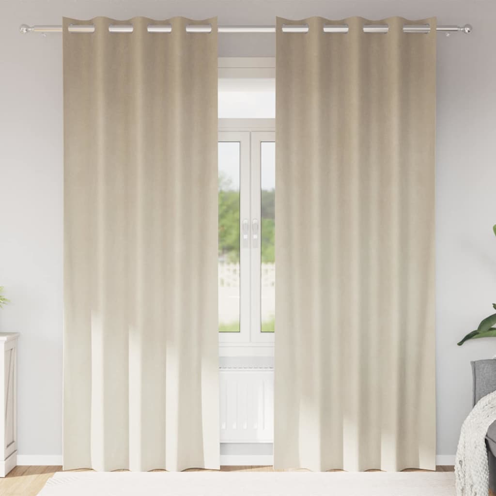 Verdunkelungsvorhänge 2 pcs Creme 140 x 225 cm Samt