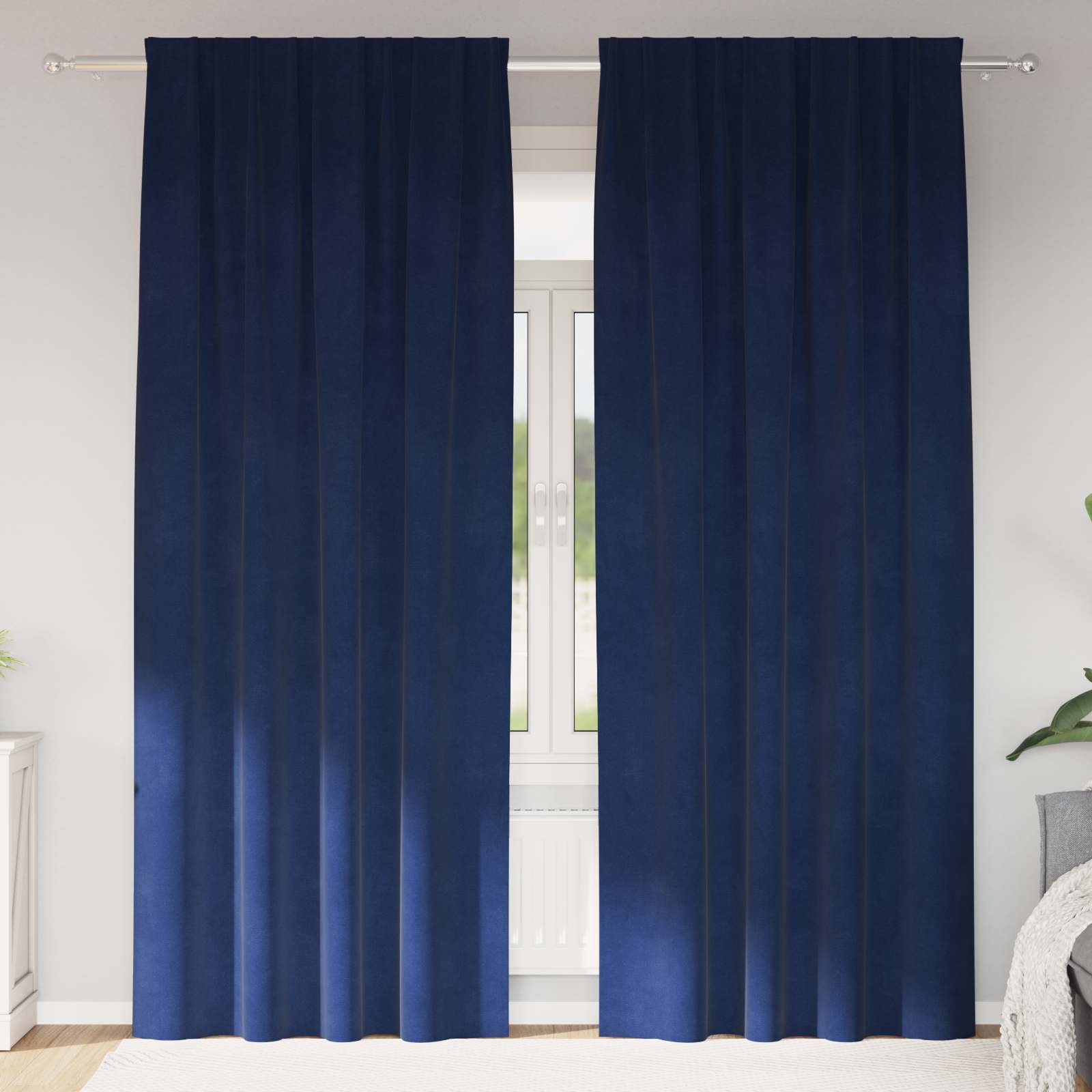 Verdunkelungsvorhänge 2 pcs Dunkelblau 140 x 260 cm Samt