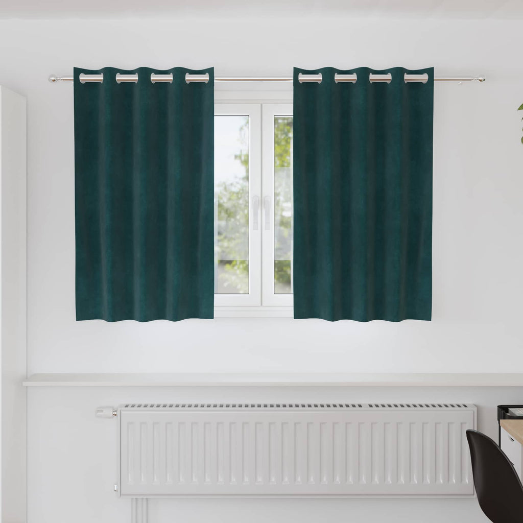 Verdunkelungsvorhänge 2 pcs Dunkelgrün 140 x 140 cm Samt