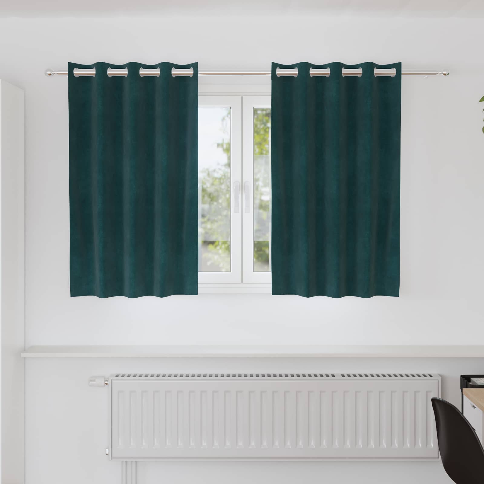 Verdunkelungsvorhänge 2 pcs Dunkelgrün 140 x 140 cm Samt