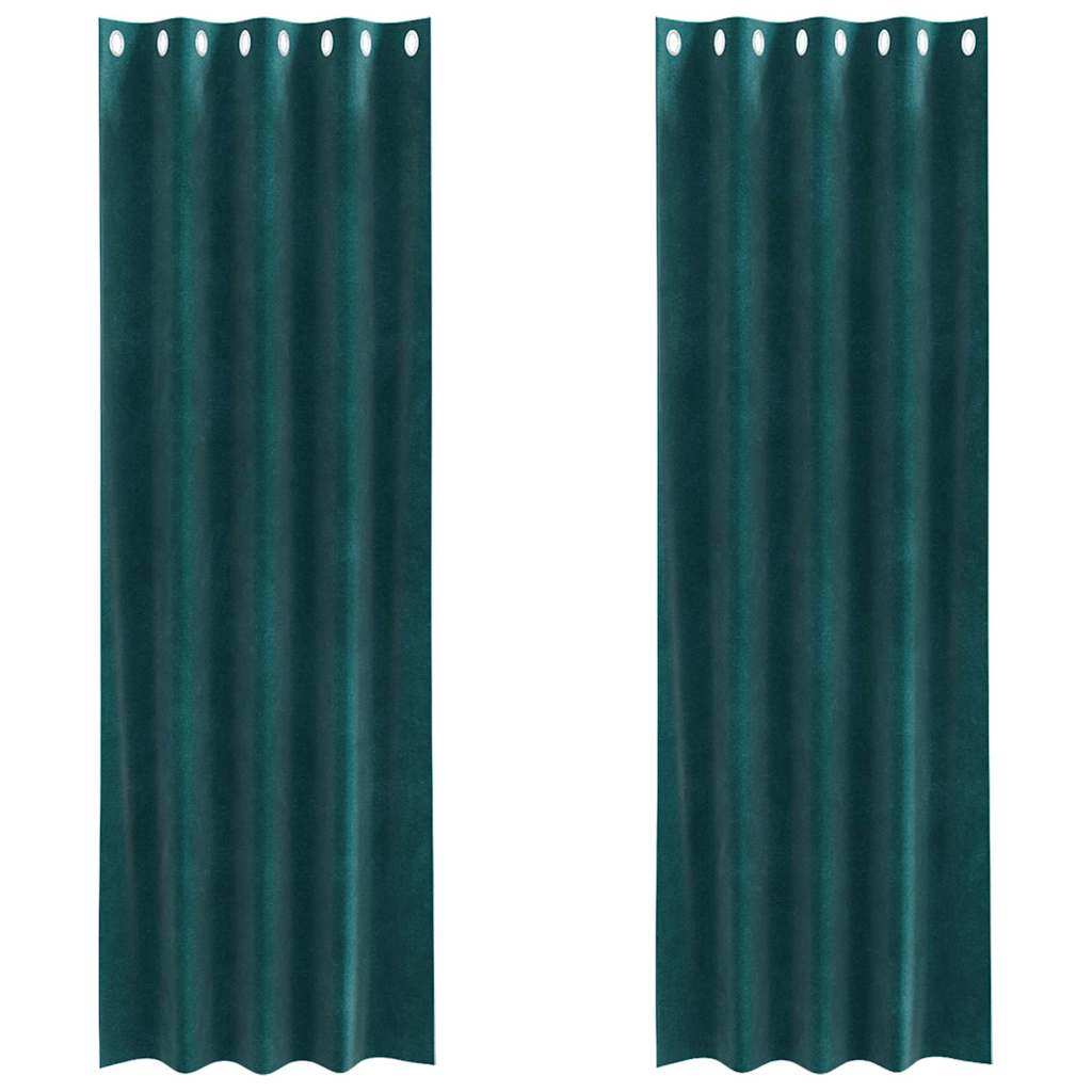 Verdunkelungsvorhänge 2 pcs Dunkelgrün 140 x 225 cm Samt