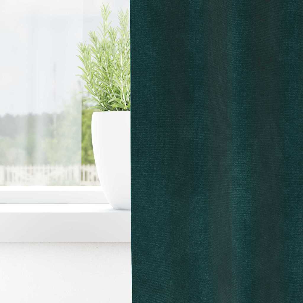Verdunkelungsvorhänge 2 pcs Dunkelgrün 140 x 245 cm Samt