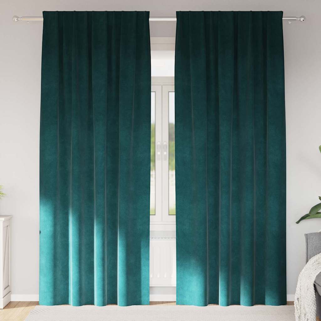 Verdunkelungsvorhänge 2 pcs Dunkelgrün 140 x 245 cm Samt