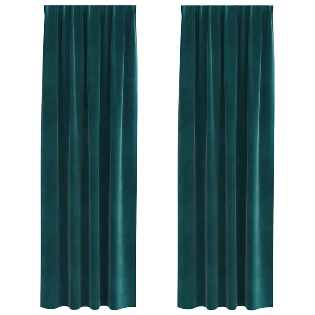 Verdunkelungsvorhänge 2 pcs Dunkelgrün 140 x 245 cm Samt