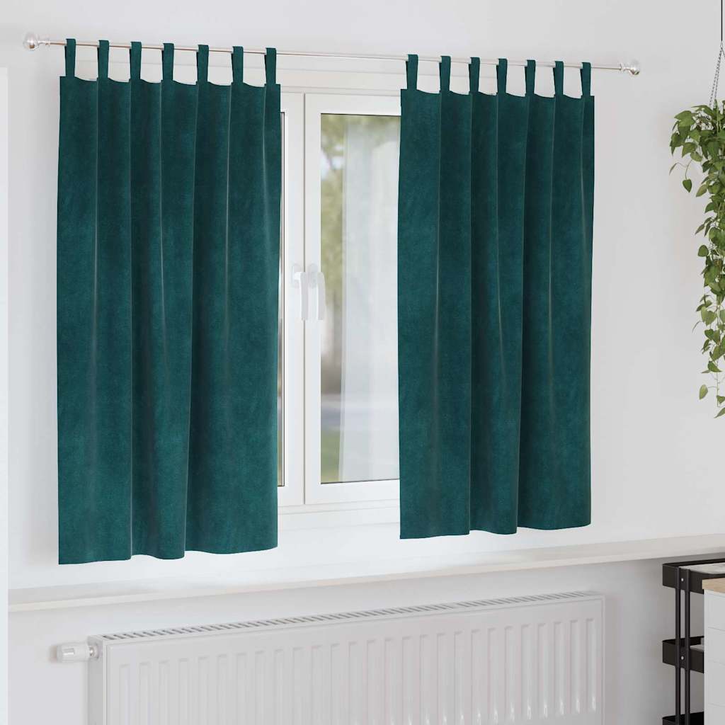 Verdunkelungsvorhänge 2 pcs Dunkelgrün 140 x 175 cm Samt