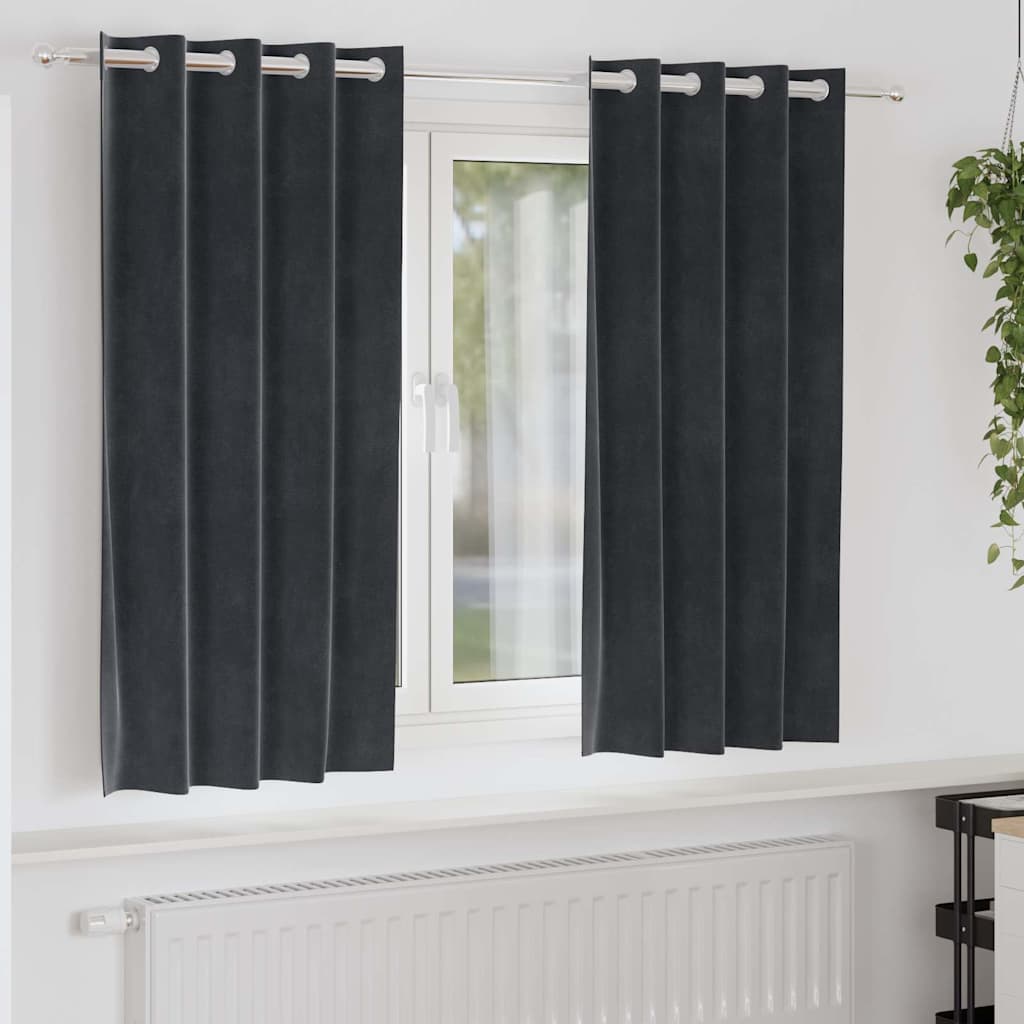 Verdunkelungsvorhänge 2 pcs Dunkelgrau 140 x 175 cm Samt