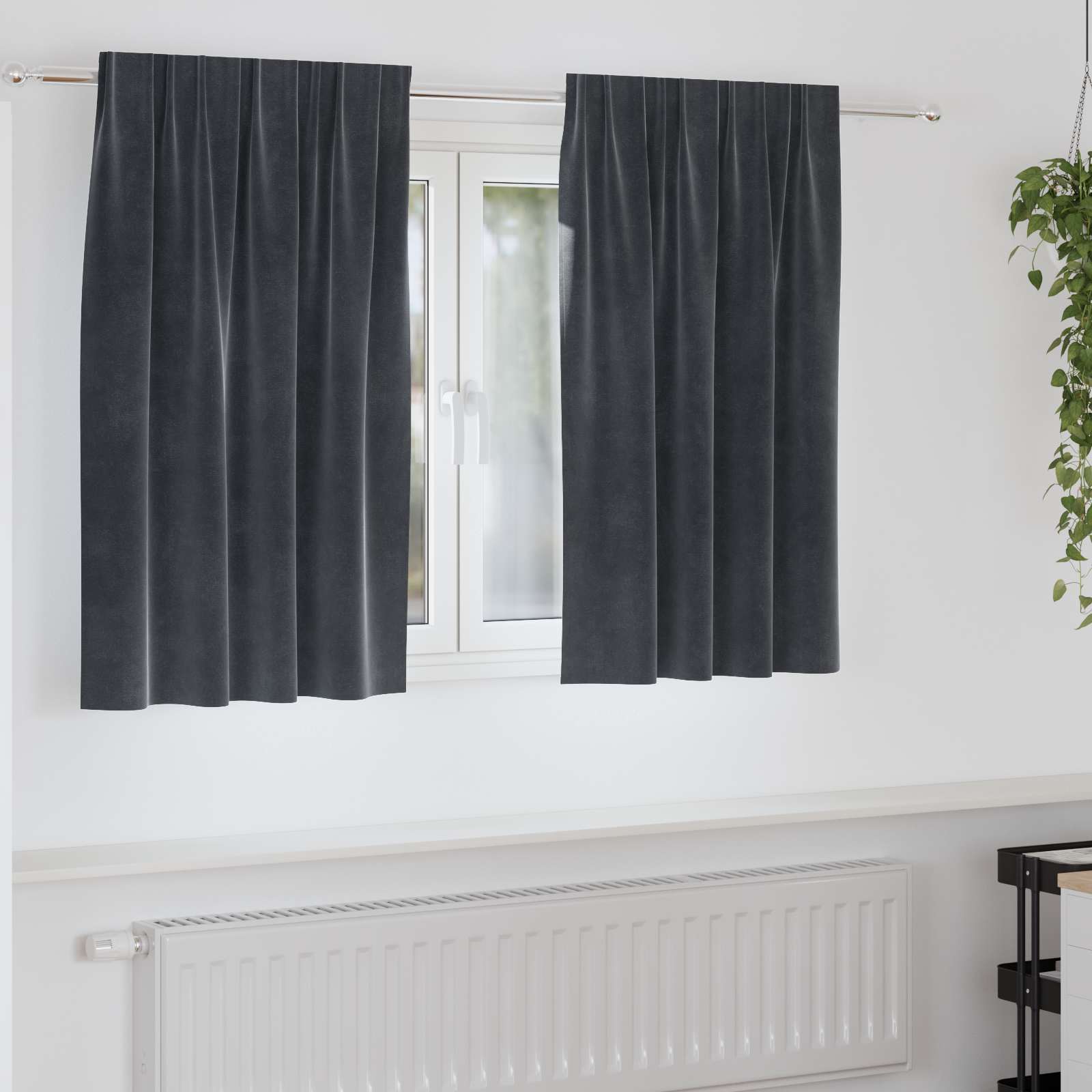 Verdunkelungsvorhänge 2 pcs Dunkelgrau 140 x 140 cm Samt